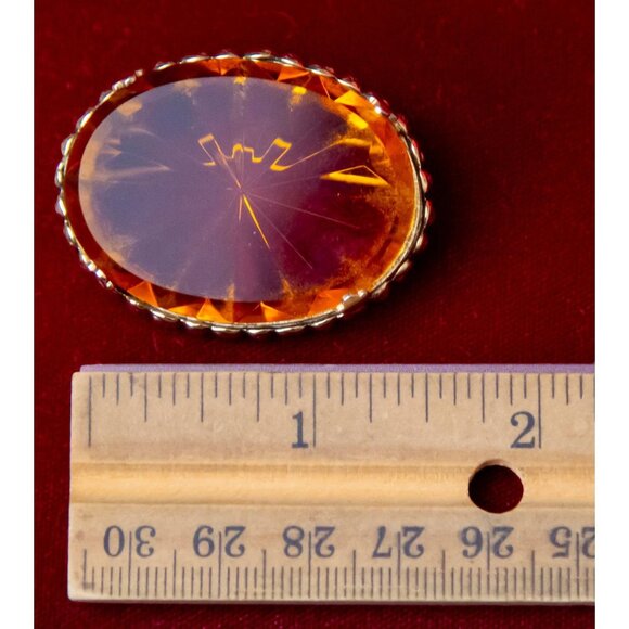 Vintage Whiting and Davis CO Vibrant Orange Glass Brooch - RG1 - Picture 7 of 7